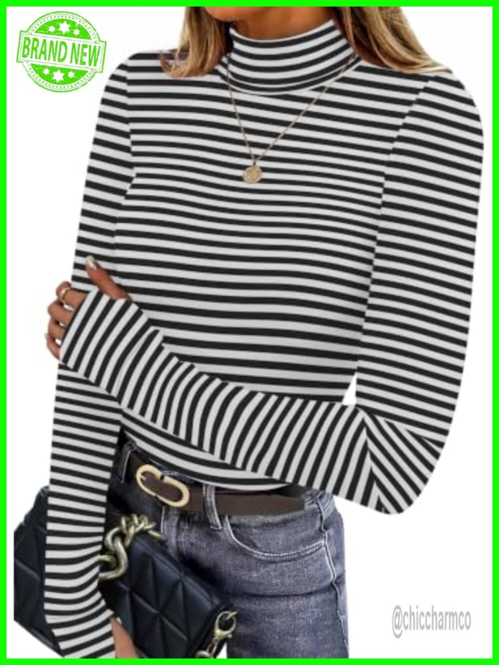 Women's Slim Fit Fleece Thermal Turtleneck Top Long Sleeve with Thumb Holes